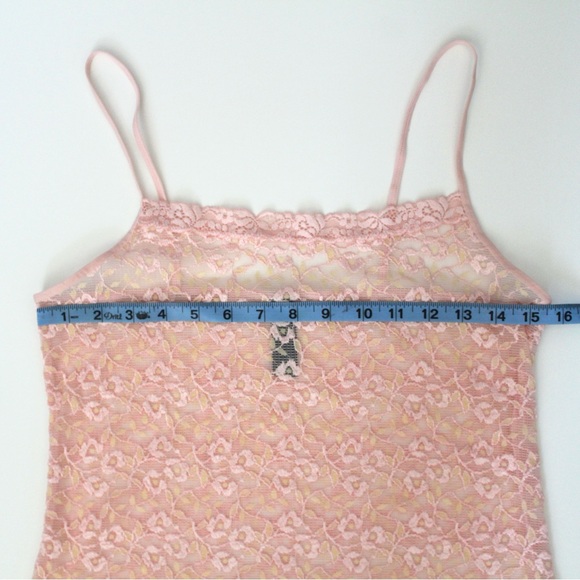 Y2K Coquette Pink Sheer Lace Floral Cami Top - Picture 5 of 6